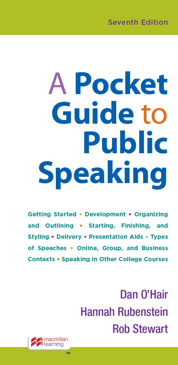 A Pocket Guide to Public Speaking 7th 9781319247607 Front Cover