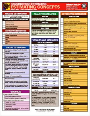 Construction Estimating - Estimating Concepts Quick-Card: a Unique Quick-Reference Guide  9781889892696 Front Cover