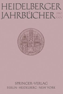 Heidelberger Jahrbï¿½cher 1980 9783540101758 Front Cover