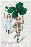 Boy Girl 4 Leaf Clovers - Greeting Card 2009 9781595835802 Front Cover